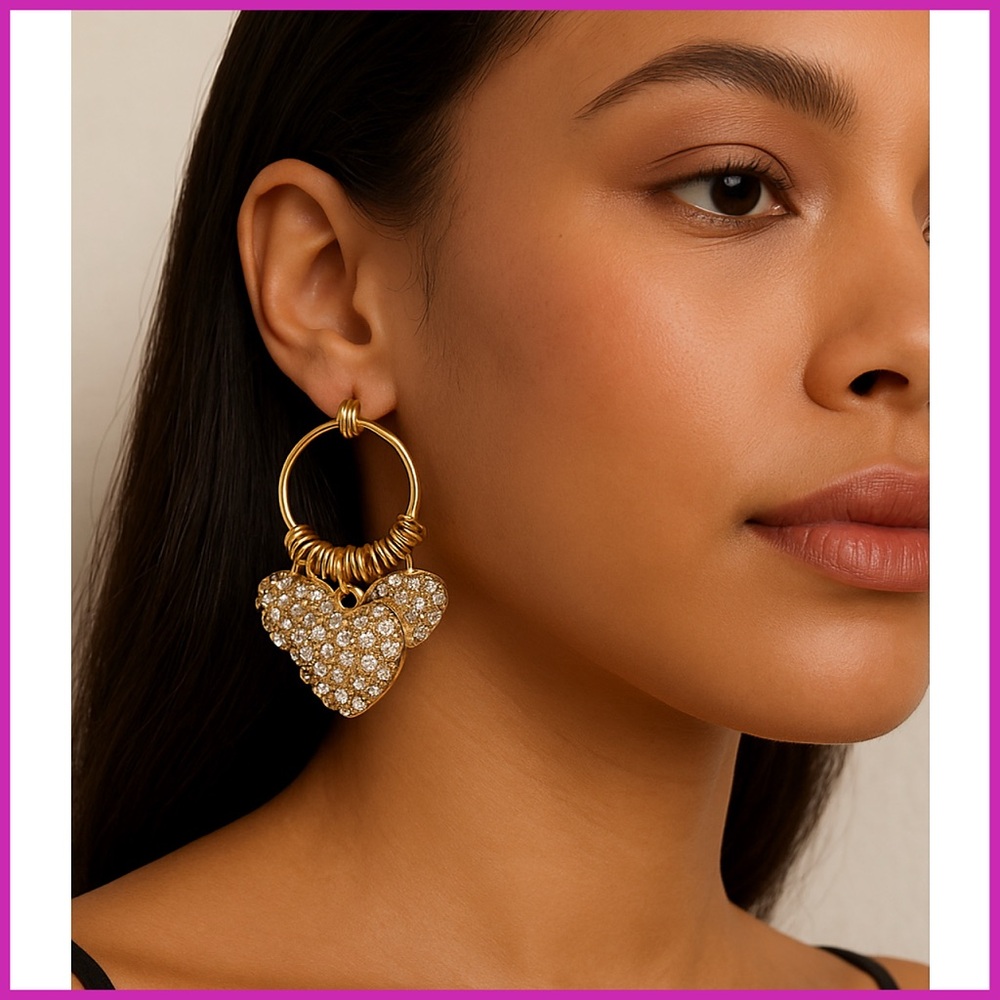 Steve Madden Heart, Hoop Dangle Earrings